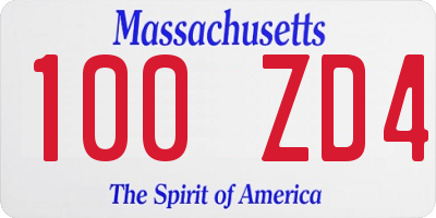 MA license plate 100ZD4