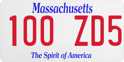 MA license plate 100ZD5