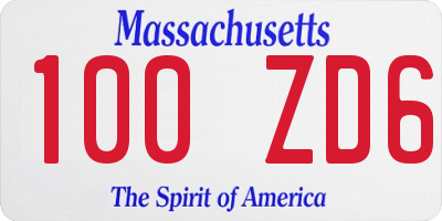 MA license plate 100ZD6