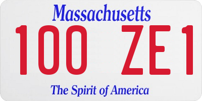 MA license plate 100ZE1