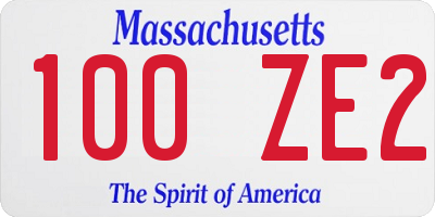 MA license plate 100ZE2