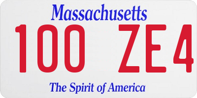 MA license plate 100ZE4