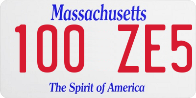 MA license plate 100ZE5