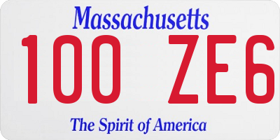 MA license plate 100ZE6