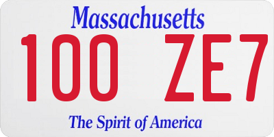 MA license plate 100ZE7