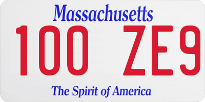 MA license plate 100ZE9