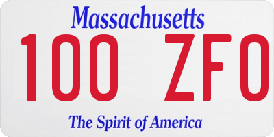 MA license plate 100ZF0