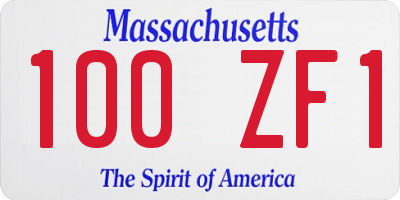 MA license plate 100ZF1