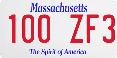 MA license plate 100ZF3