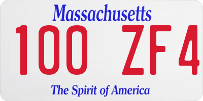 MA license plate 100ZF4