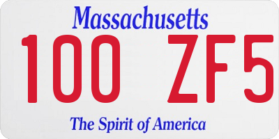 MA license plate 100ZF5