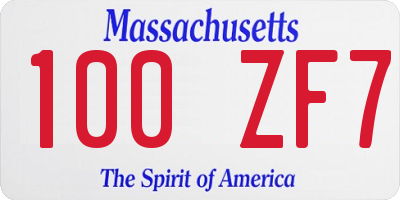 MA license plate 100ZF7