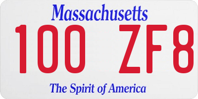 MA license plate 100ZF8