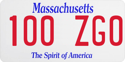 MA license plate 100ZG0