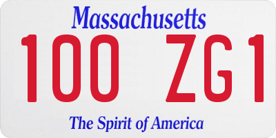 MA license plate 100ZG1