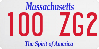 MA license plate 100ZG2