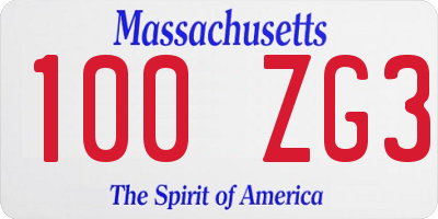 MA license plate 100ZG3