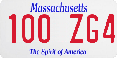 MA license plate 100ZG4