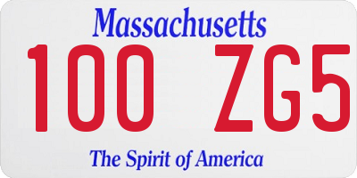 MA license plate 100ZG5