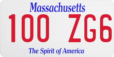 MA license plate 100ZG6