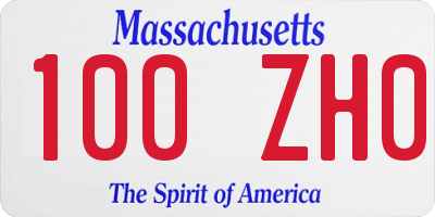 MA license plate 100ZH0