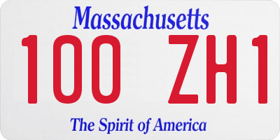 MA license plate 100ZH1