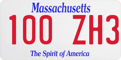 MA license plate 100ZH3