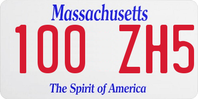 MA license plate 100ZH5