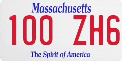 MA license plate 100ZH6