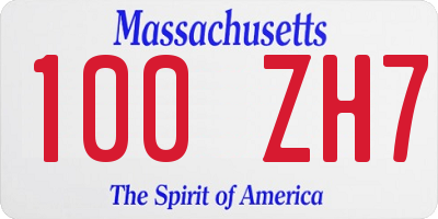 MA license plate 100ZH7