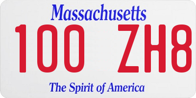 MA license plate 100ZH8