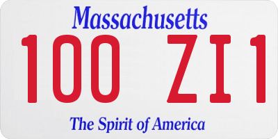 MA license plate 100ZI1