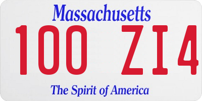 MA license plate 100ZI4