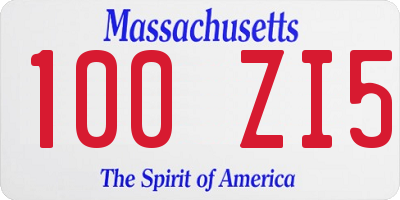 MA license plate 100ZI5