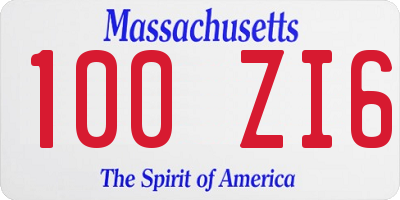 MA license plate 100ZI6