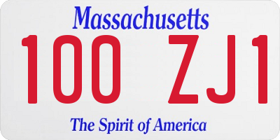 MA license plate 100ZJ1