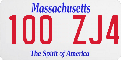 MA license plate 100ZJ4