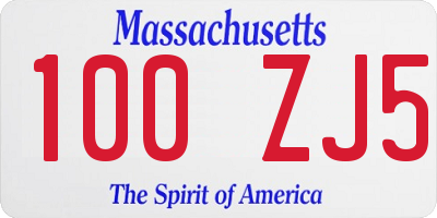 MA license plate 100ZJ5