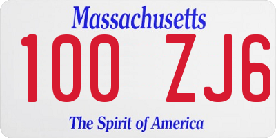 MA license plate 100ZJ6