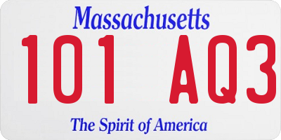 MA license plate 101AQ3