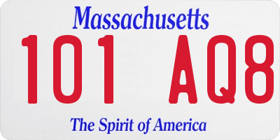 MA license plate 101AQ8