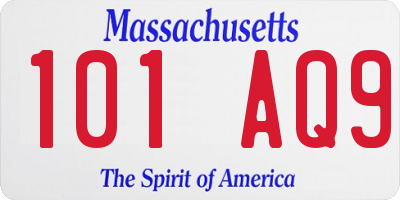 MA license plate 101AQ9