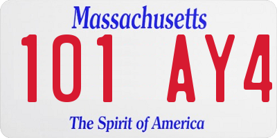 MA license plate 101AY4