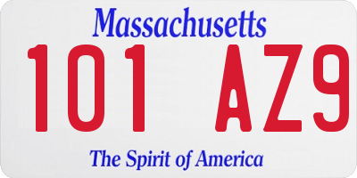 MA license plate 101AZ9