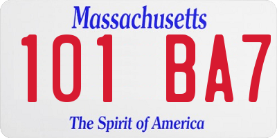 MA license plate 101BA7
