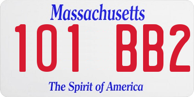MA license plate 101BB2