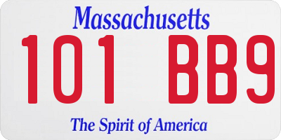 MA license plate 101BB9