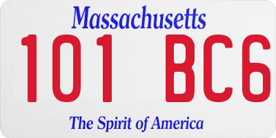 MA license plate 101BC6