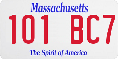 MA license plate 101BC7