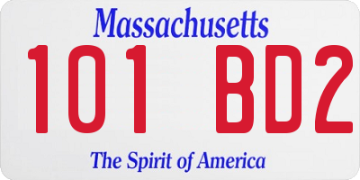 MA license plate 101BD2